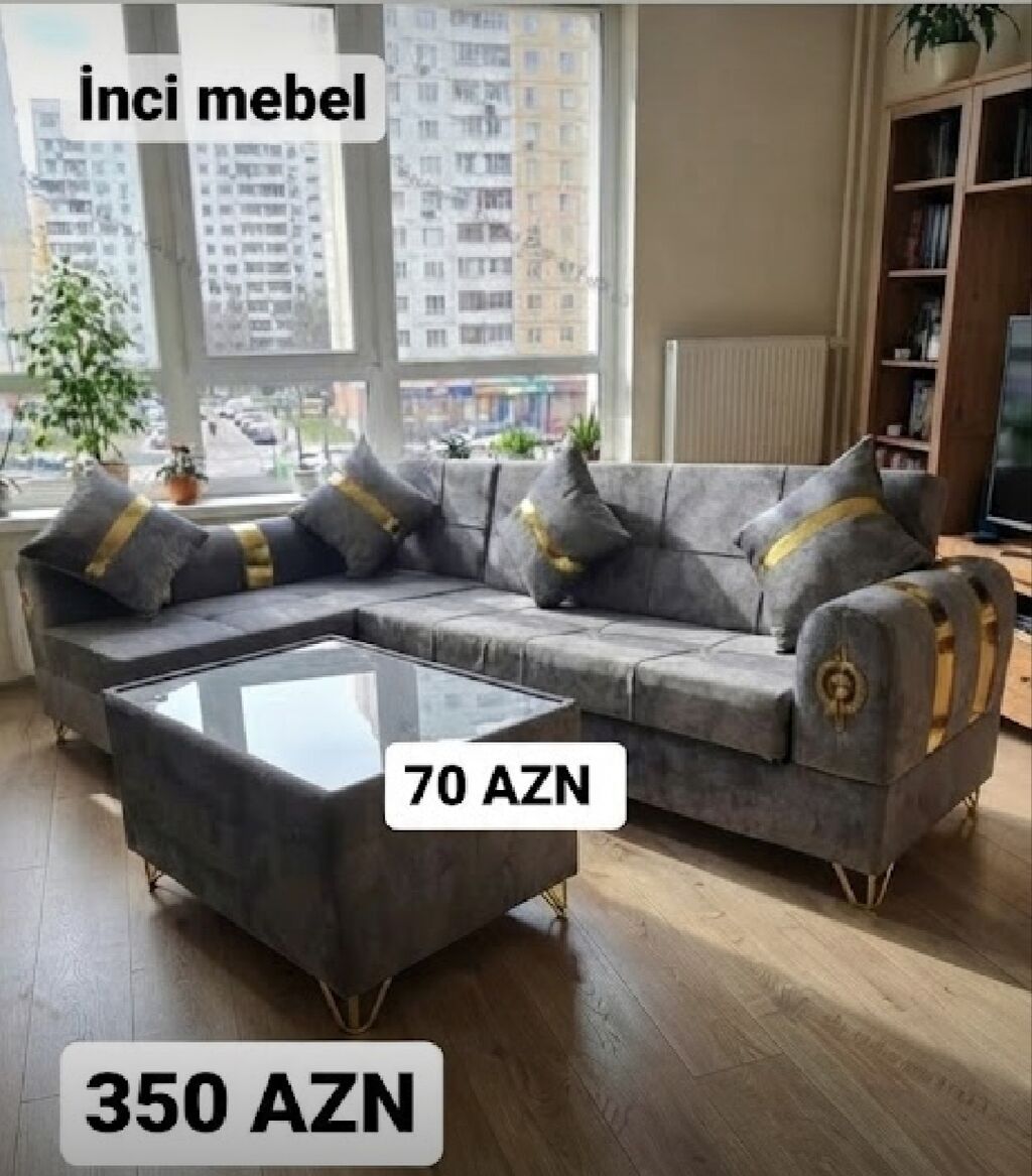 Yeni, Künc divan, Qonaq otağı üçün, Açılan, Azərbaycan — Yumşaq mobilya dəstləri, Bakı