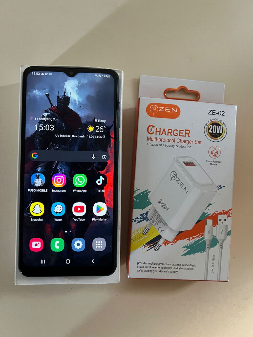 Samsung Galaxy A02, 32 GB, rəng - Göy, Sensor — Samsung, Bakı