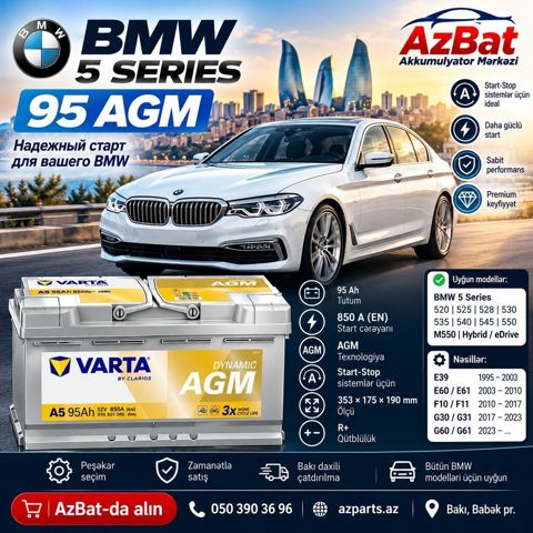 Varta, 95 ah, Orijinal, Almaniya, Yeni — Bakı
