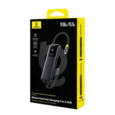 Baseus Dual Fast Charging 6‑in‑1 B00070902123-00 Usb‑c HUB – Cosmic — Dizüstü bilgisayar aksesuarları