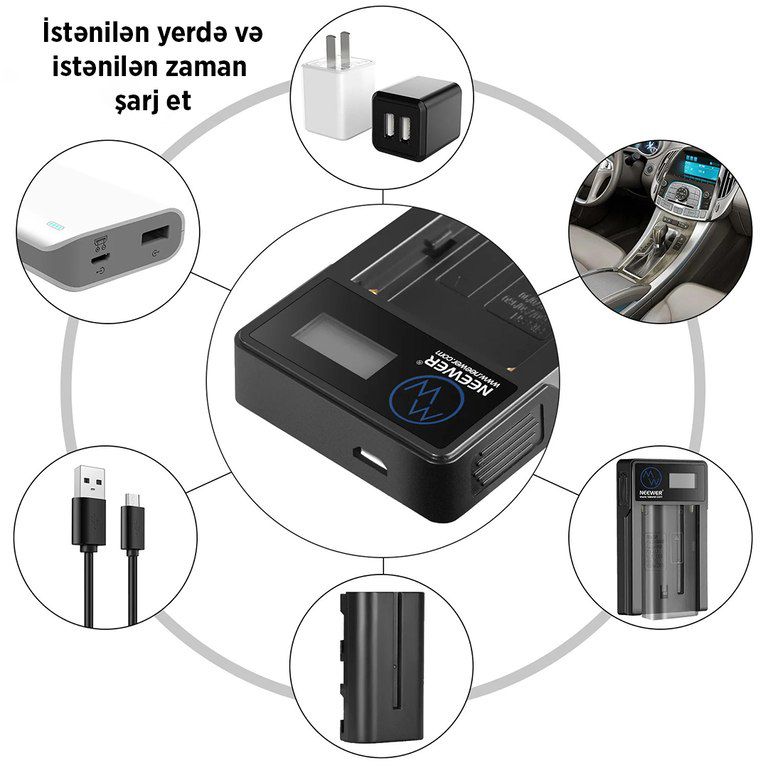 “Neewer” NP-F batareyaları üçün USB şarj cihazı — Foto və video texnikası, Bakı (3)