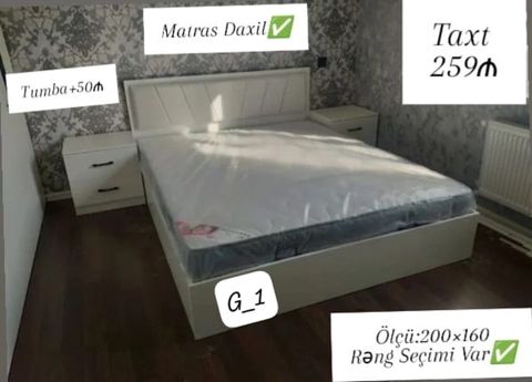 Taxt dəsti – ölçü 200×160 - Komplektə matras daxildir - Rəng seçimi — Mehdiabad