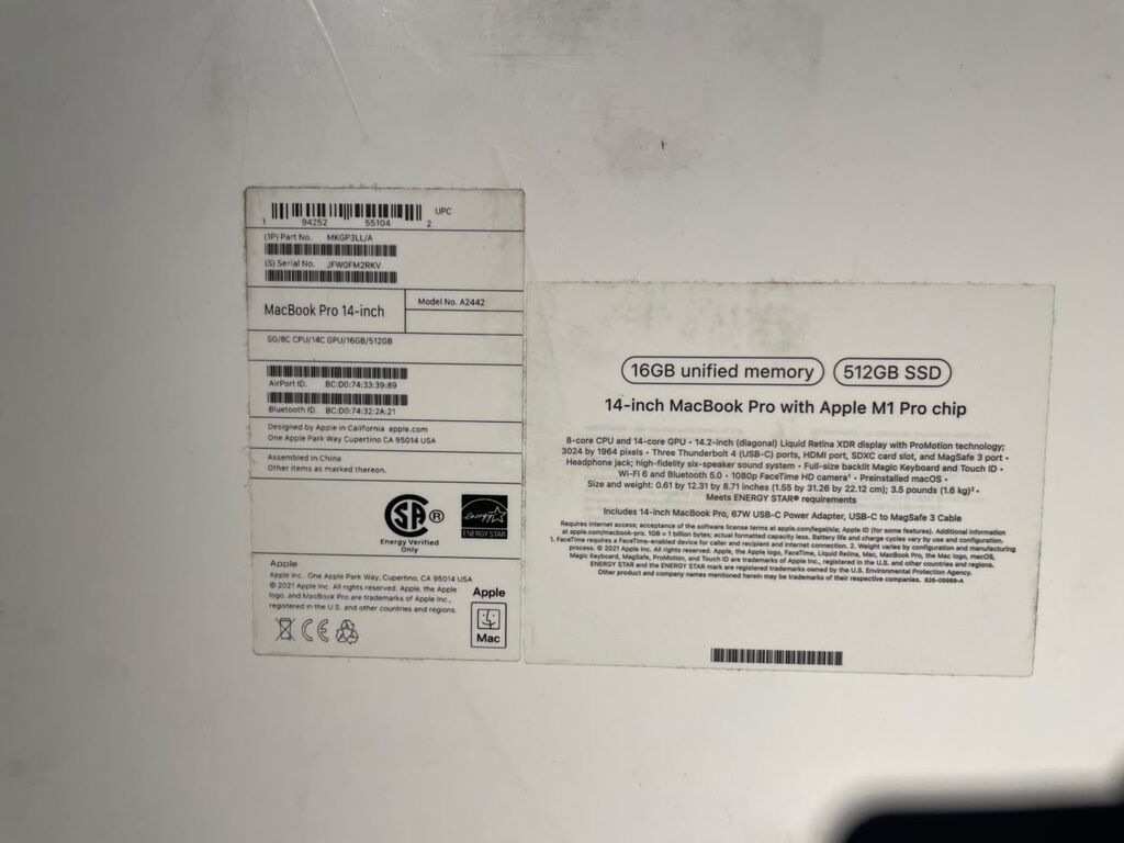 Apple MacBook Pro 14-inch (Model A2442) — M1 Pro çipli Əsas — Apple Macbook, Masazır (2)