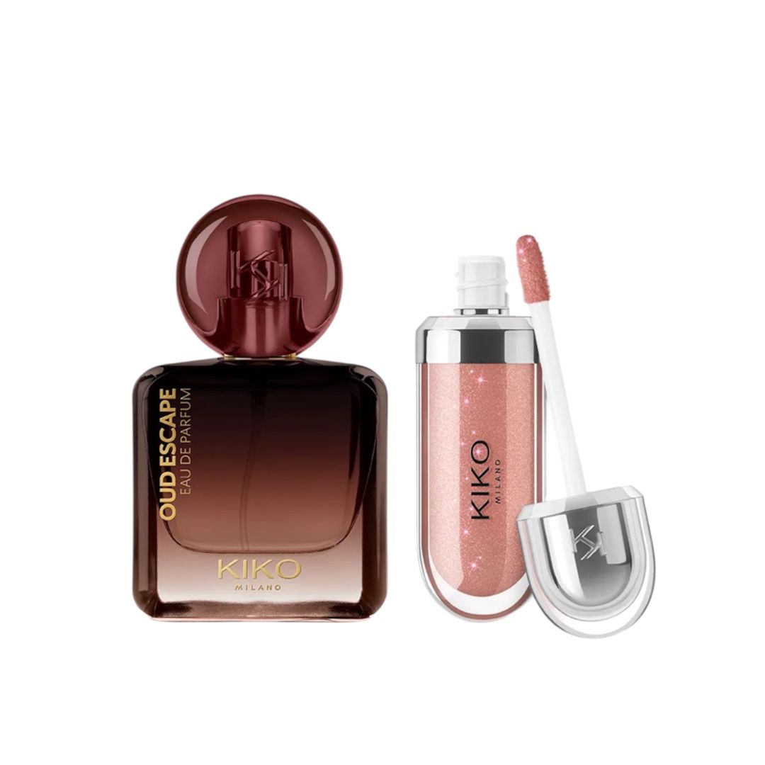 Kiko Milano Threads Of Time Oud Escape Beauty Kit qadınlar üçün ətir dəsti (ətir suyu 50 ml + dodaq üçün parıldadıcı 6.5 ml) — Mallar, Bakı (3)