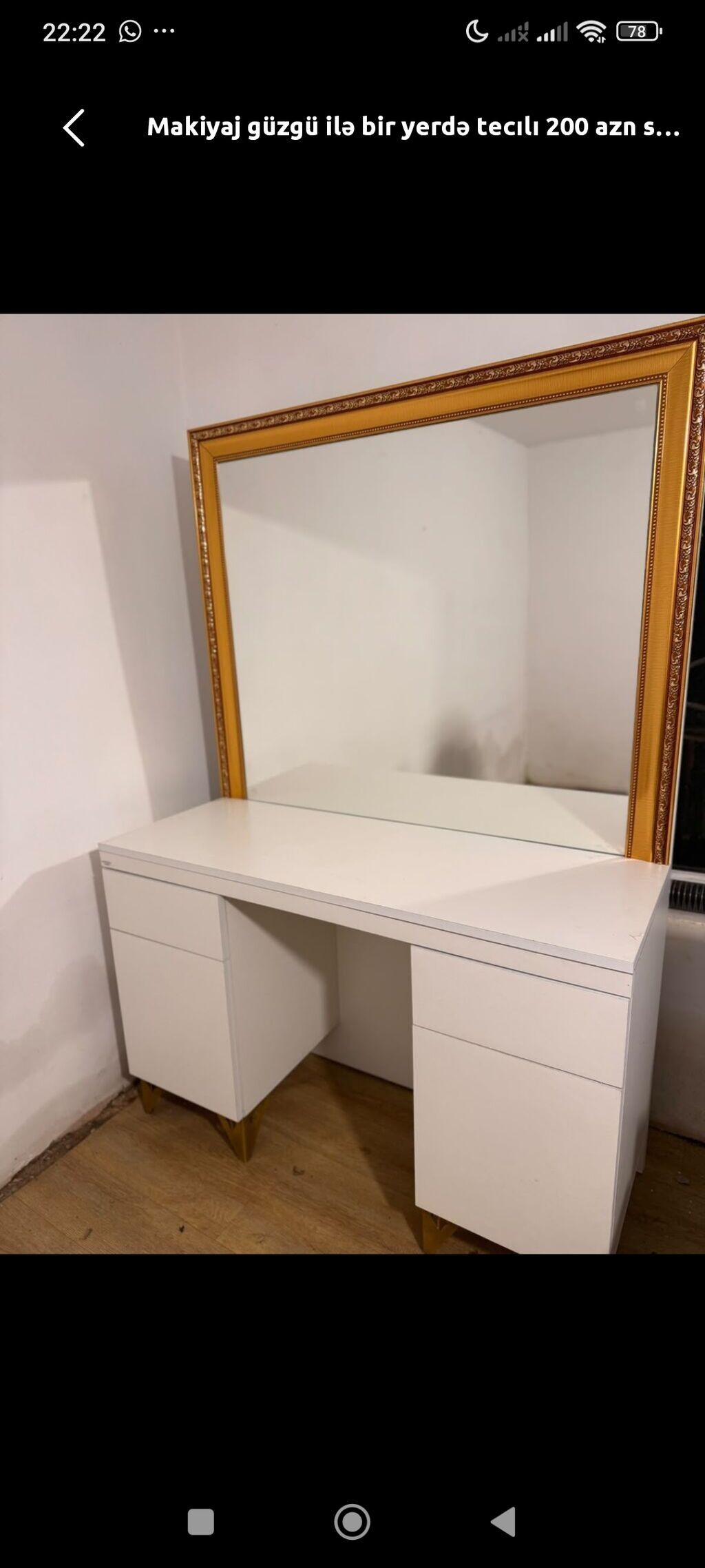 Makiyaж masasə və böyük güzgü dəsti - Ağ rəngli, minimalist dizaynlı — Masalar və stullar, Digah
