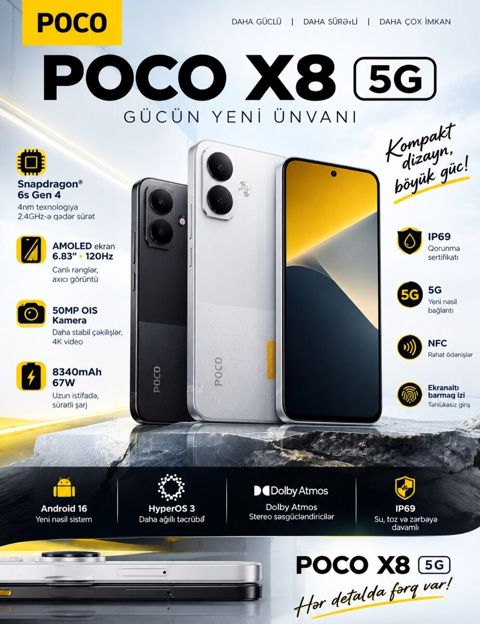 Xiaomi Poco X8 White 256GB/8GB — Bakı