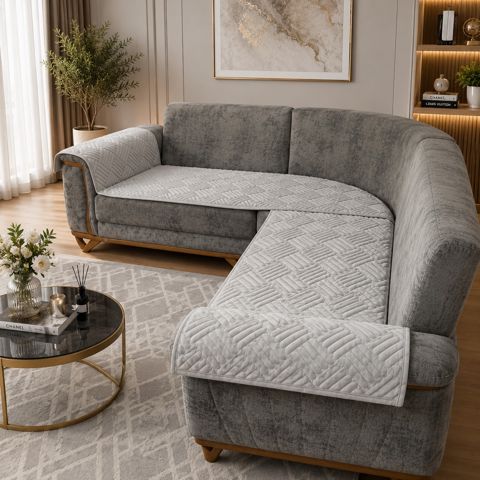 Divan üçün örtük R210, velür, boz, 70x210 sm — Bakı