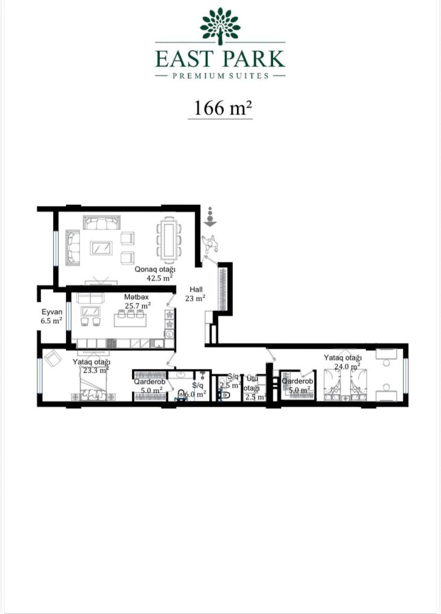 Satılır 3 otaqlı yeni tikili 166 m² — Mənzil, Bakı (4)