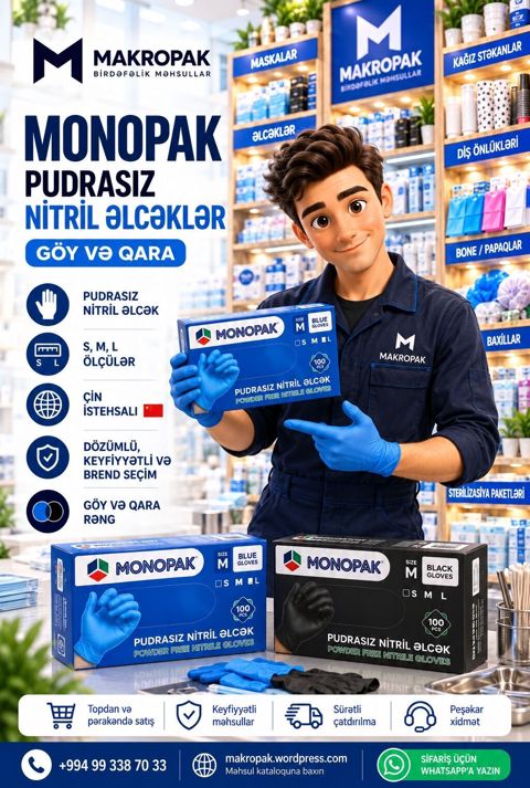 Monopak Pudrasız Nitril Əlcəklər İş zamanı rahatlıq, qorunma və — Macropack Company