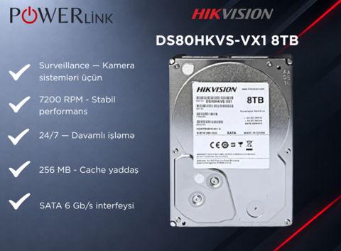 Hikvision DS80HKVS-VX1 8TB HDD — Bakı
