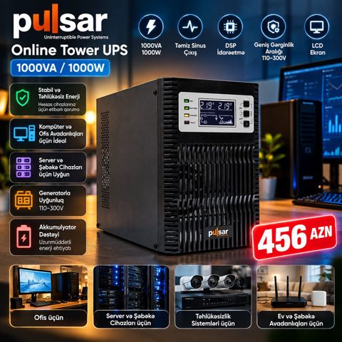 Pulsar 1000VA / 1000W Online UPS – Server və Cctv üçün — Bakı