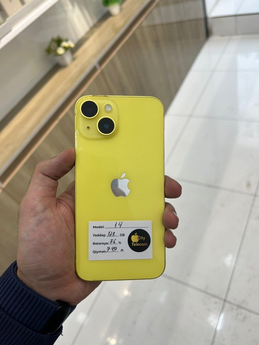 Apple iPhone 14 Yellow 128GB/6GB — Smartfonlar, Bakı