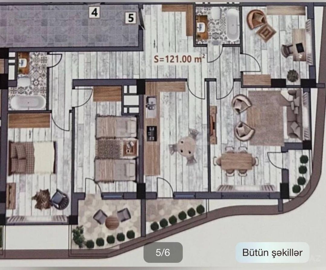 Satılır 4 otaqlı yeni tikili 121 m² — Mənzil, Bakı (2)