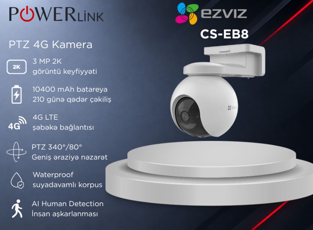 Ptz Kamera ezvız CS-EB8 4G 3MP — Ağıllı ev və təhlükəsizlik, Bakı