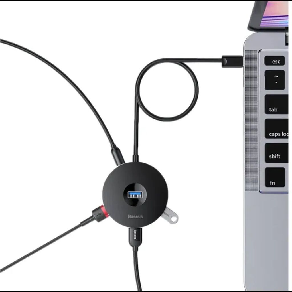 Baseus Round Box CAHUB-U01 4-Port USB 3.0 HUB Kompüter və — Noutbuk aksesuarları, Bakı (3)