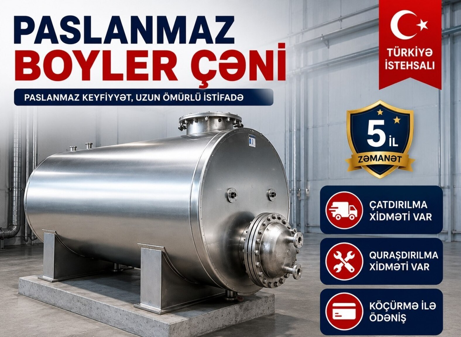 Paslanmaz boyler çəni 10 tonluq — 15 000 ₼ · Bakı · Digər Paslanmaz boyler çəni 10 tonluq — Bakı