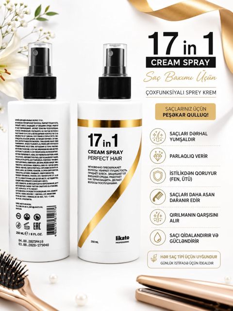 Sprey-krem saçlar üçün Likato Professional 17 in 1, 250 ml — Bakı