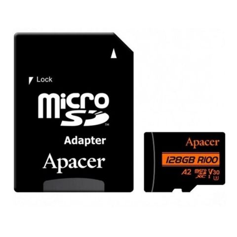 Apacer AP128GMCSX10U8-R 128GB microSDXC U3 V30 A2 Yaddaş Kartı + SD — Bakı