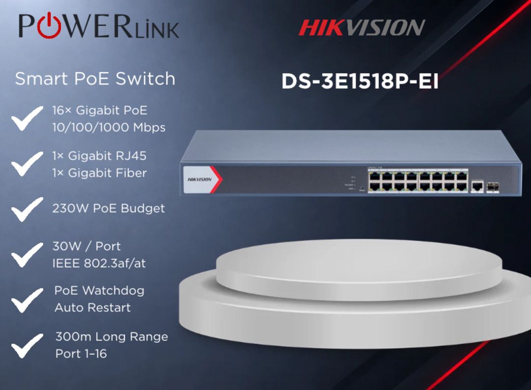 16 Port Gigabit Web-Managed PoE Switch Hikvision DS-3E1518P-EI — Şəbəkə və server avadanlığı, Bakı
