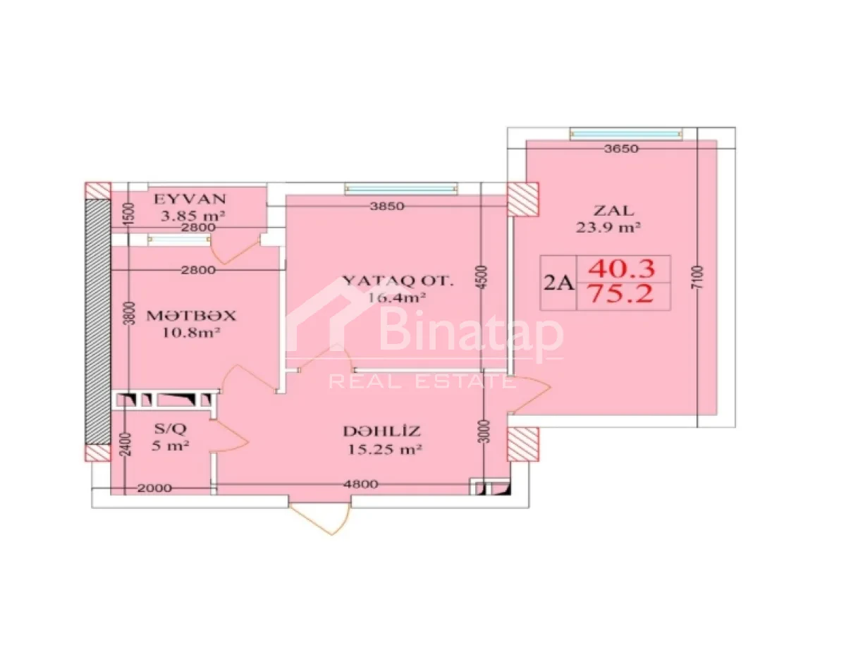 Satılır 2 otaqlı yeni tikili 75.2 m², Azadlıq Prospekti metrosu, Binəqədi rayonu — Mənzil, Bakı (2)