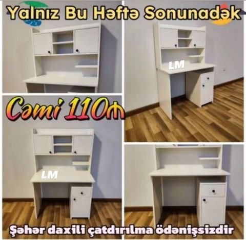 Düz masa, Stulsuz, Polkalı, Siyirməli, Sadə laminat — Min bir xirdavat dunyasi