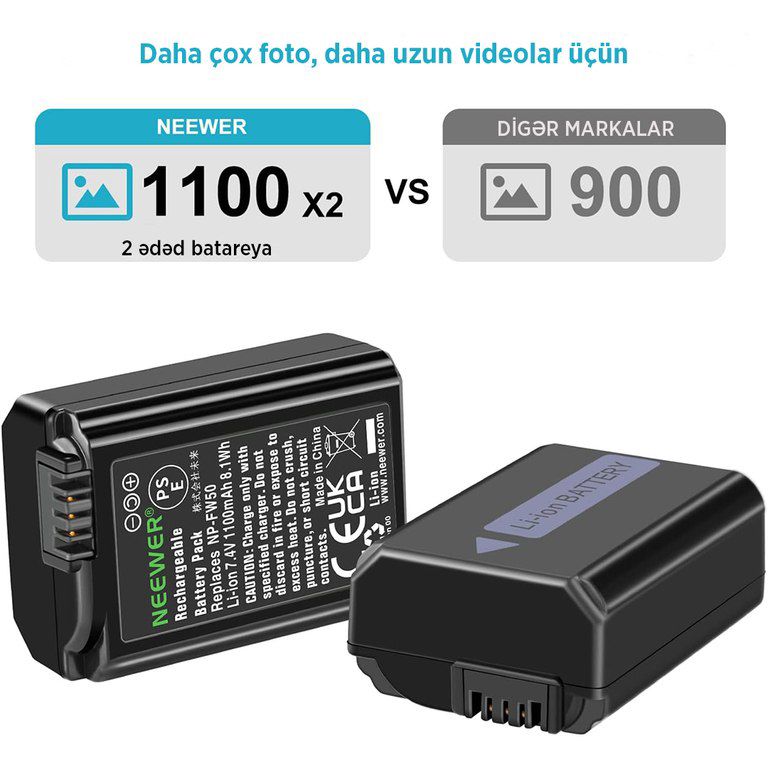 "Neewer" NP-FW50 Sony A7 üçün batareya və adapter dəsti — Foto və video texnikası, Bakı (2)