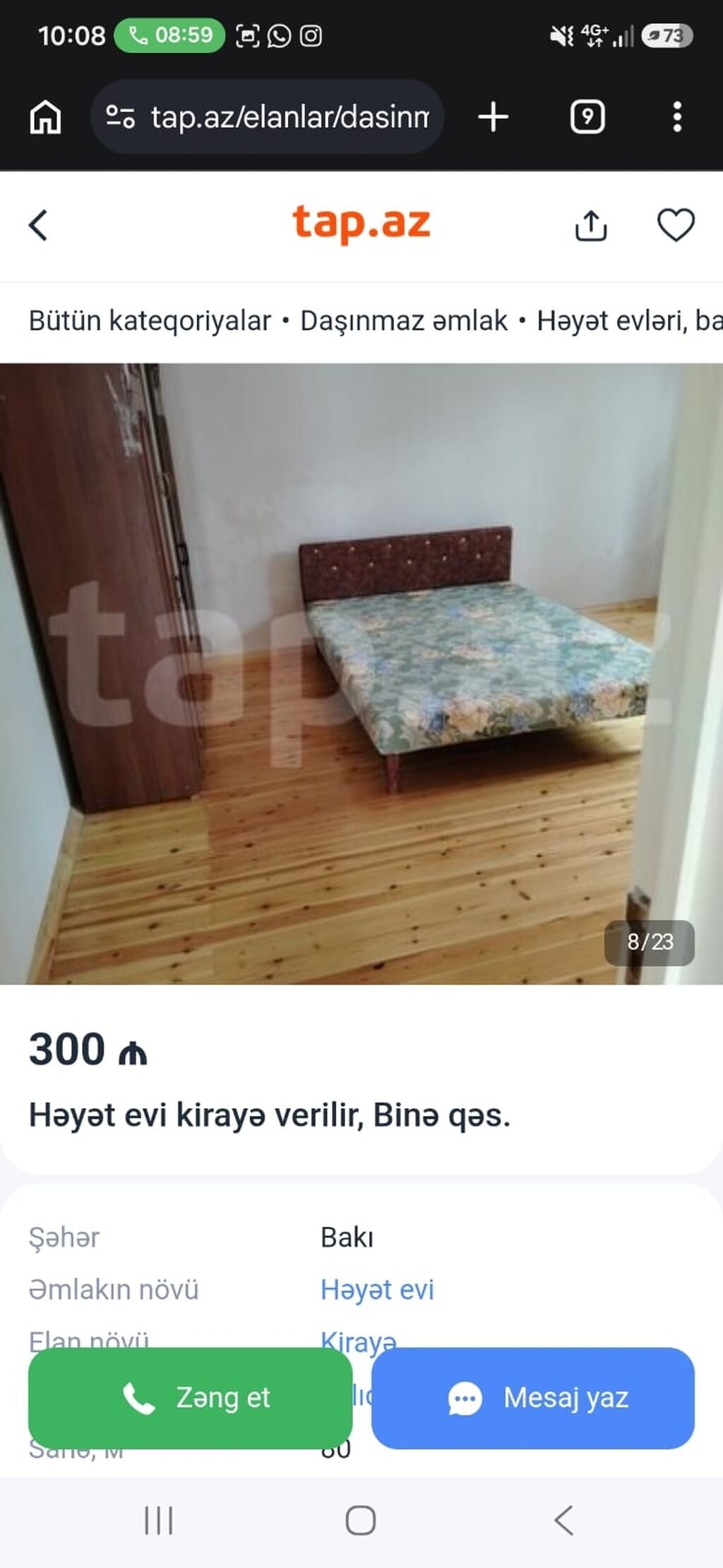 80 kv. m, 2 otaqlı, Qaz — Ev, villa, Bakı (7)