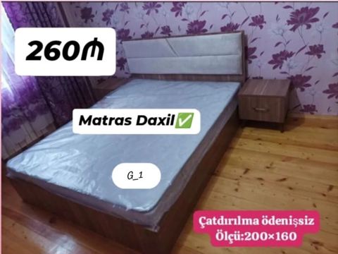 Mebel dəsti – iki nəfərlik çarpayı və tumba - Ölçü: 200×160 - Çarpayı — Mehdiabad