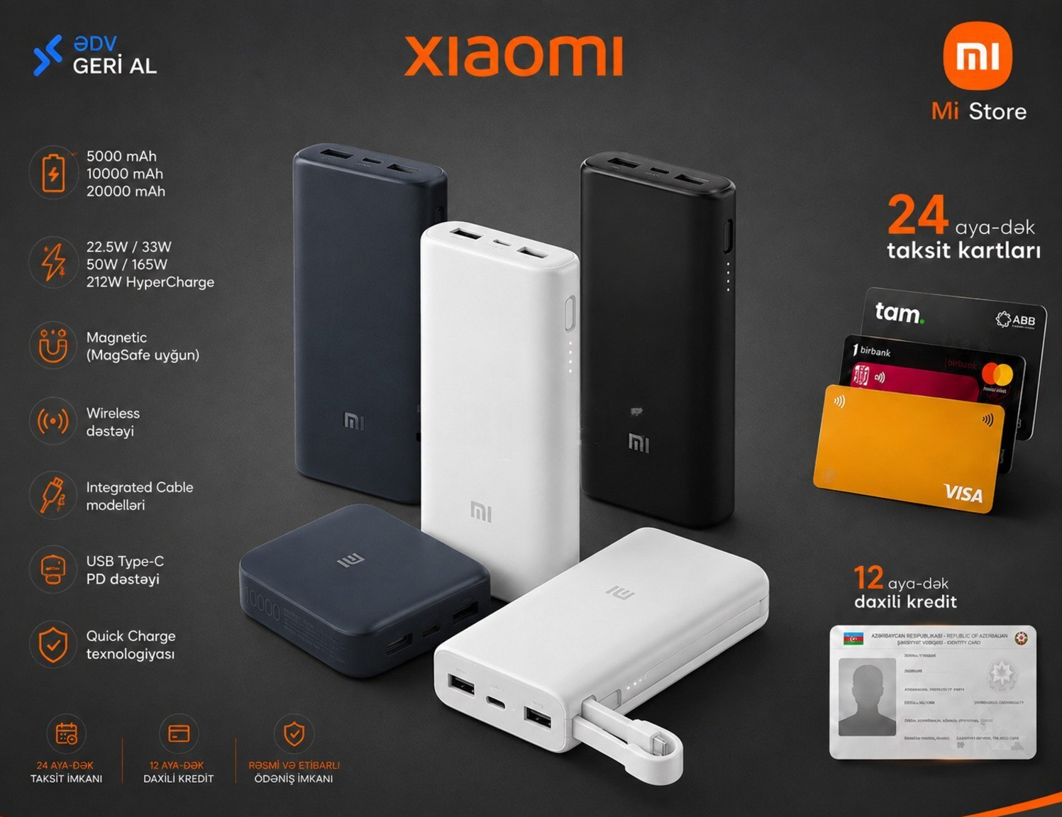 1200 mAh powerbank, Qarışıq rəng — Bakı