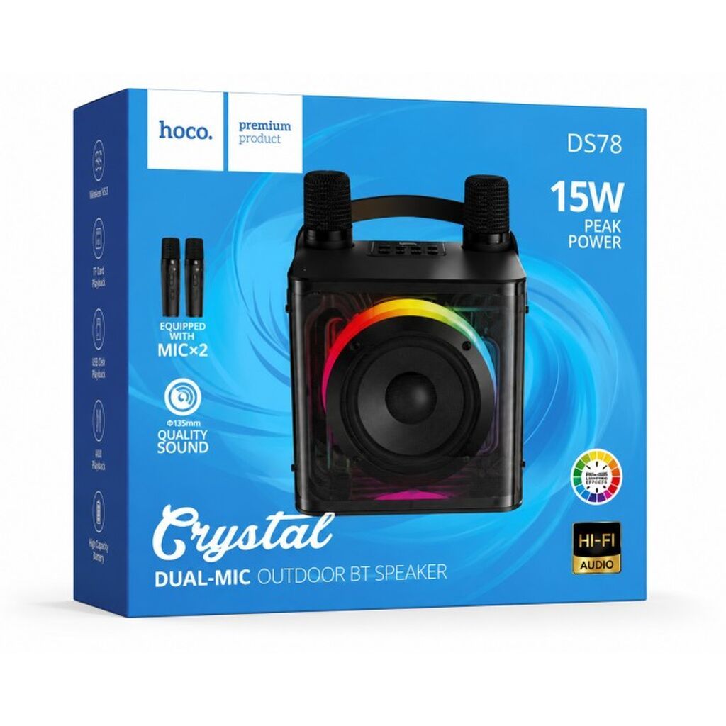 Hoco DS78 Crystal Portativ Karaoke Dinamiki Hoco DS78 Crystal — Dinamiklər və akustik sistemlər, Bakı