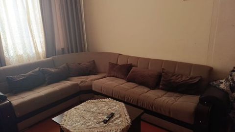 Künc divan dəsti: L formalı, yumşaq oturacaqlı, bej-qəhvəyi — Lənkəran