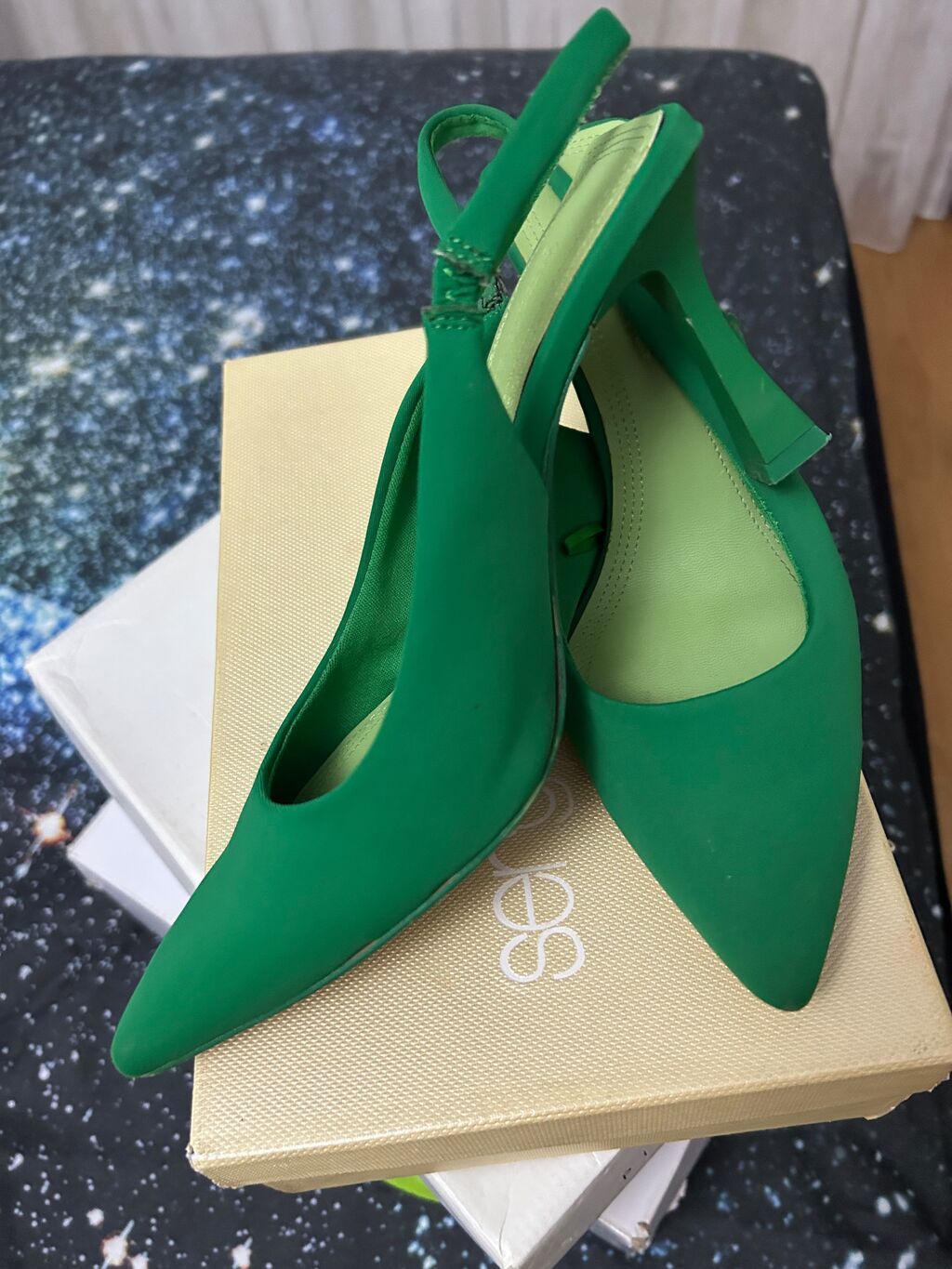 Yaşıl rəngli qadın slingback tuflilər 36 razmer - Model: sivri — Tufl, Bakı