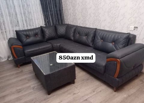 Künc divan dəsti - Material: tünd rəngli parçalı üzlük, dekorativ — Bakı