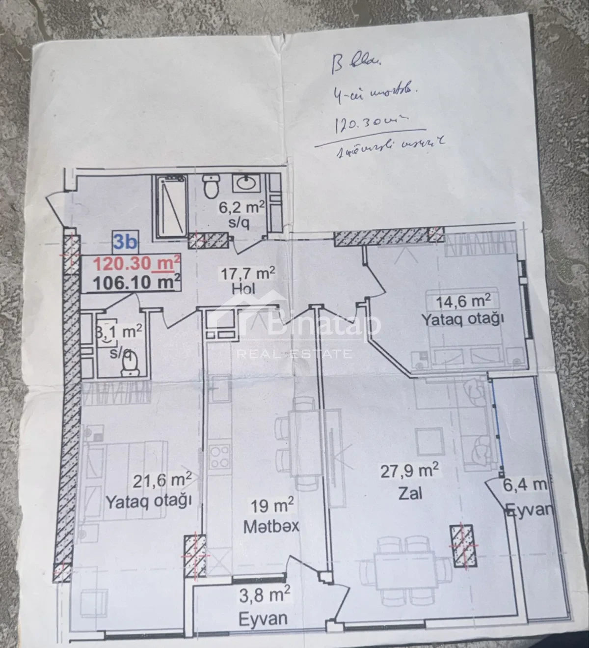 Satılır 3 otaqlı yeni tikili 120.3 m², 20 Yanvar metrosu, Yasamal rayonu — Mənzil, Bakı (2)
