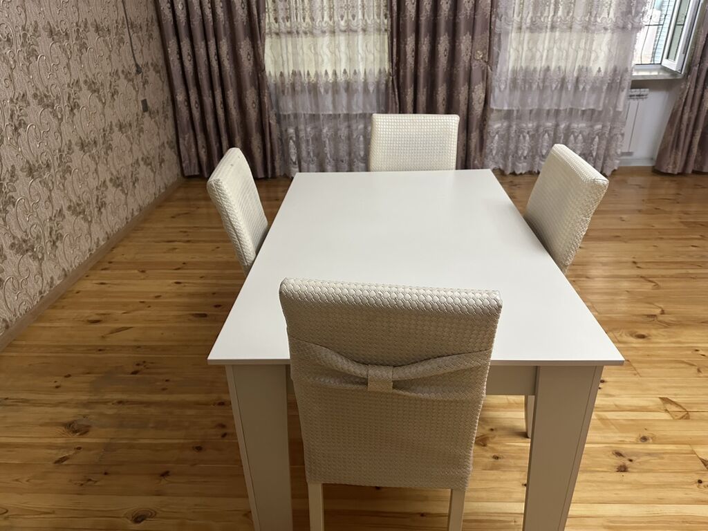 Mətbəx üçün, İşlənmiş, Açılmayan, Dördbucaq masa, 4 stul — Masalar və stullar, Ağdaş (2)