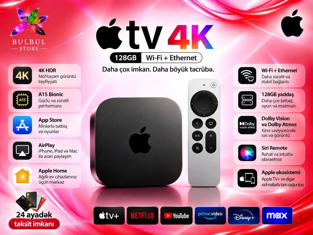 Apple Tv 4K 128GB Wi-fi + ethernet — TV və Video, Bakı