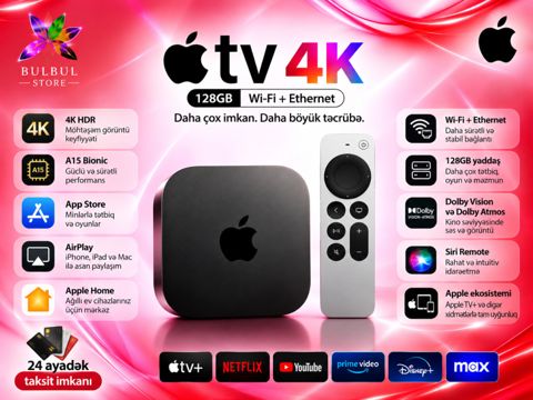 Apple Tv 4K 128GB Wi-fi + ethernet — Bakı