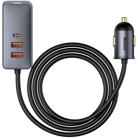 Baseus Multi-Port Car Charger 120W 2USB + 2Type-C (Uzatma kabeli ilə) — Bakı