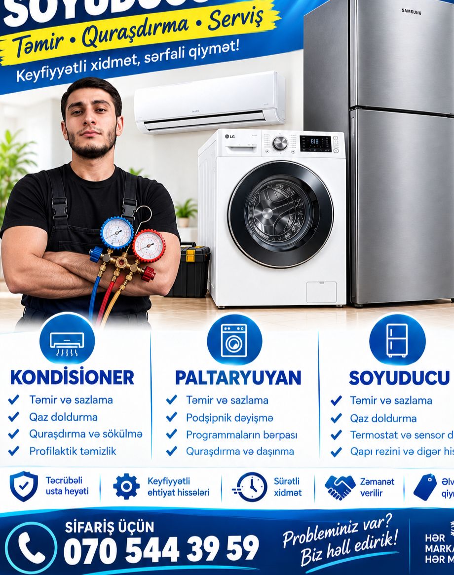 Kondisioner Servis, Paltaryuyan təmiri — Sahil Haciyev — Kondisioner və havalandırma sistemi təmiri, Bakı