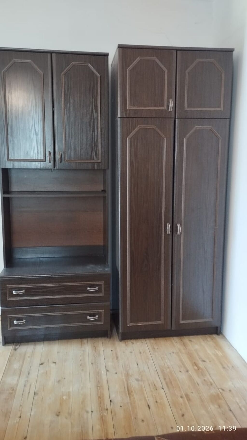 İşlənmiş, 2 qapılı, Siyirməli, Qəhvəyi, Taxta, Açılan, Düz dolab — Şkaflar, Bakı (2)