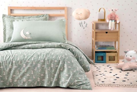 Uşaq yataq dəsti Yataş Rabbit, yorğan üzü 160х220 sm, mələfə 180х240 sm, yastıq üzü 50х70 sm 1 əd, pambıq, yaşıl — Bakı