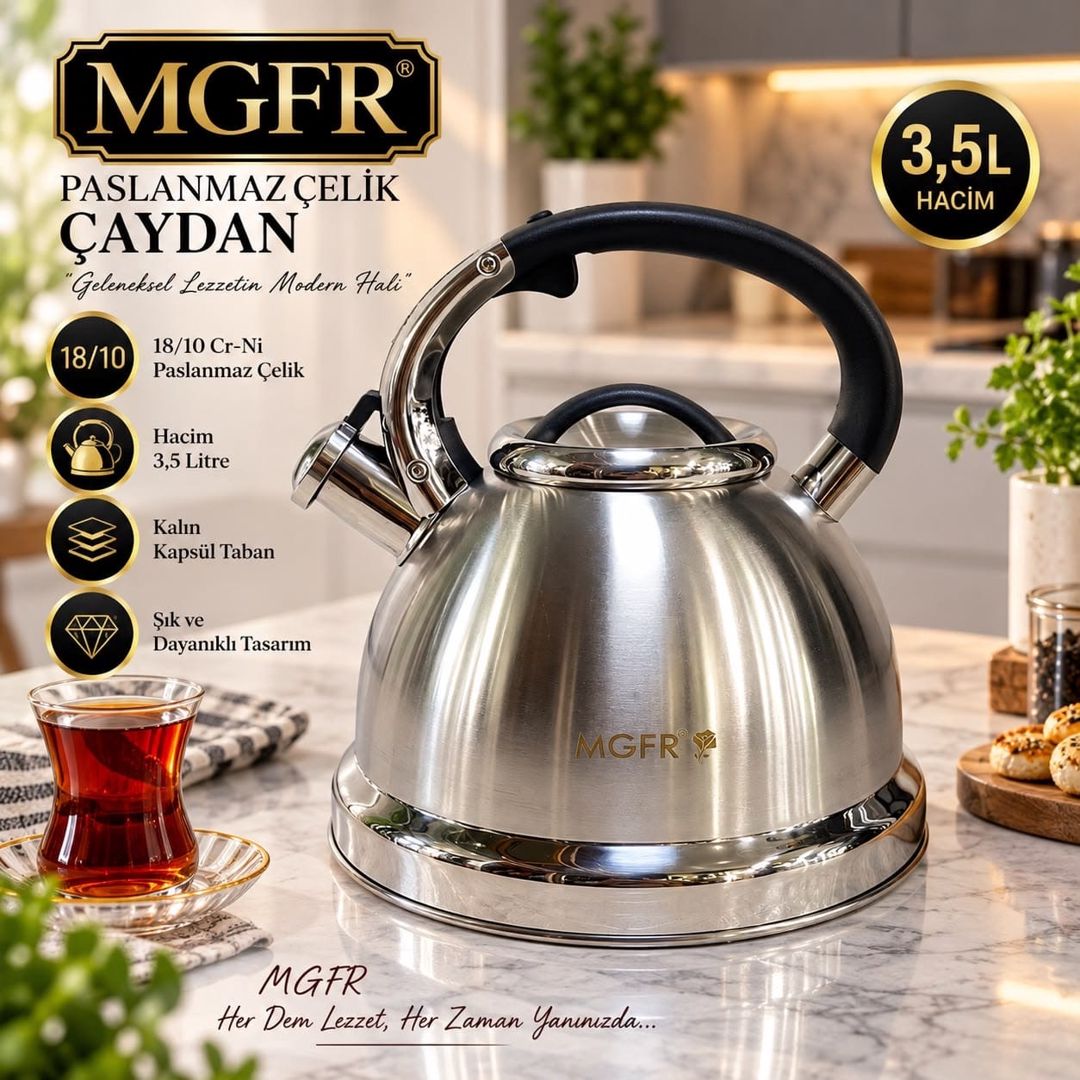 Çaydan, 3500 ml, paslanmayan polad, gümüşü — Mallar, Bakı