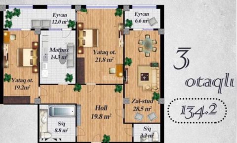 Satılır 3 otaqlı yeni tikili 134 m² — Bakı