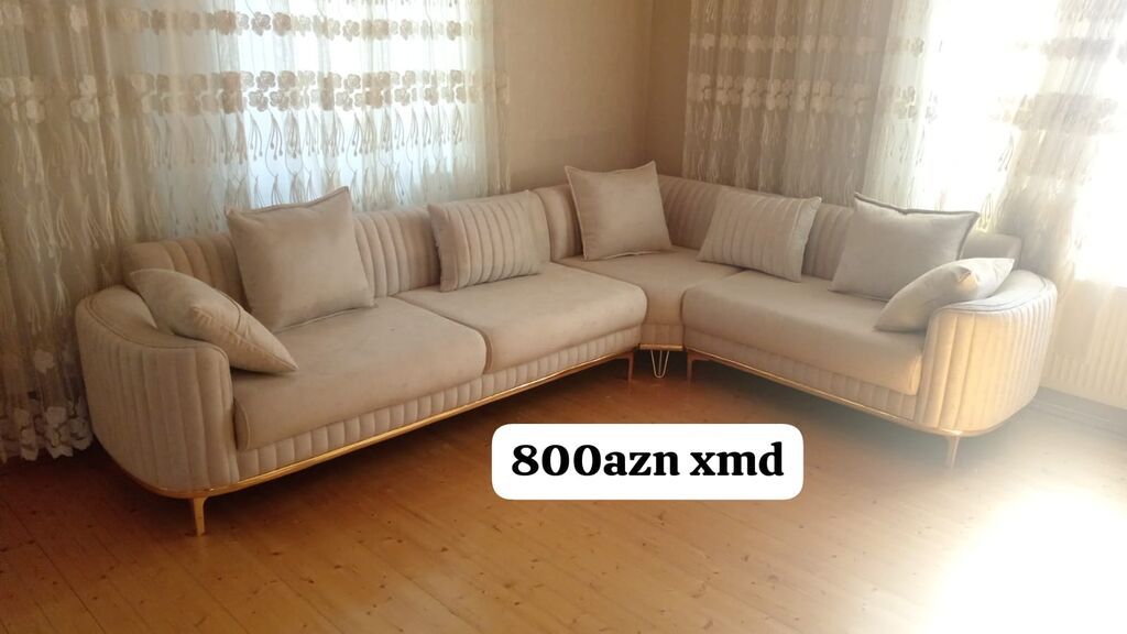 Künc divan dəsti - Rəng: açıq bej - Forma: L-şəkilli künc divan — Yumşaq mobilya dəstləri, Bakı