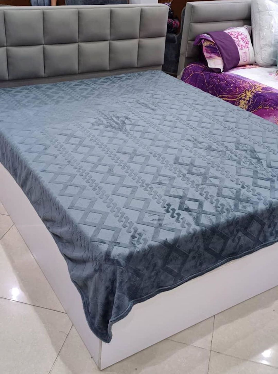 Pled Sahara SHA-00001644, ikinəfərlik, velür, göy, 160x220 sm — Mallar, Bakı