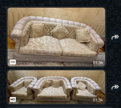 Yumşaq mebel dəsti. Dəst 2 ədəd 2 nəfərlik divan və 2 ədəd tək — Masazır