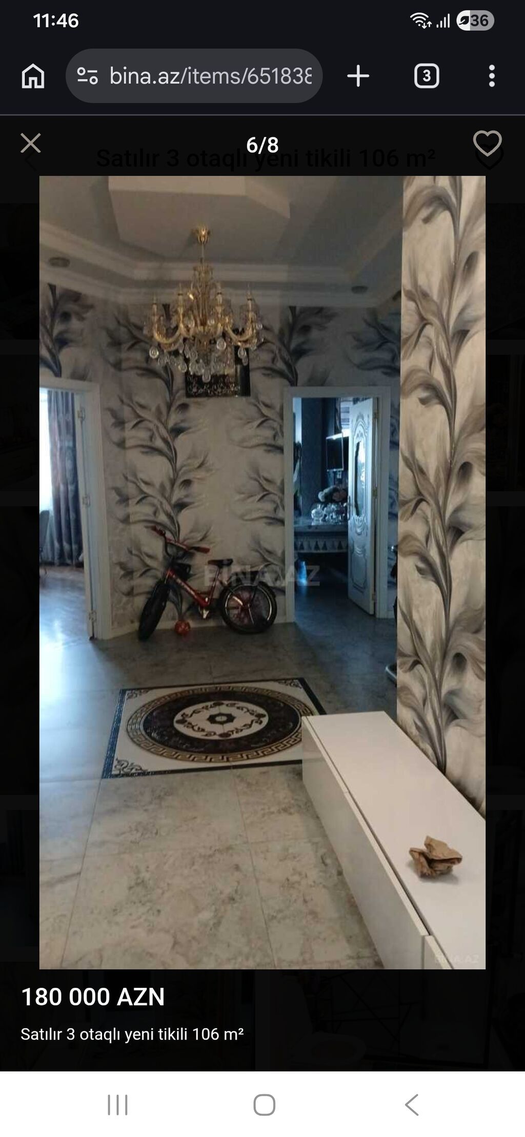 3 otaqlı, Yeni tikili, 106 kv. m — Mənzil, Xırdalan (7)