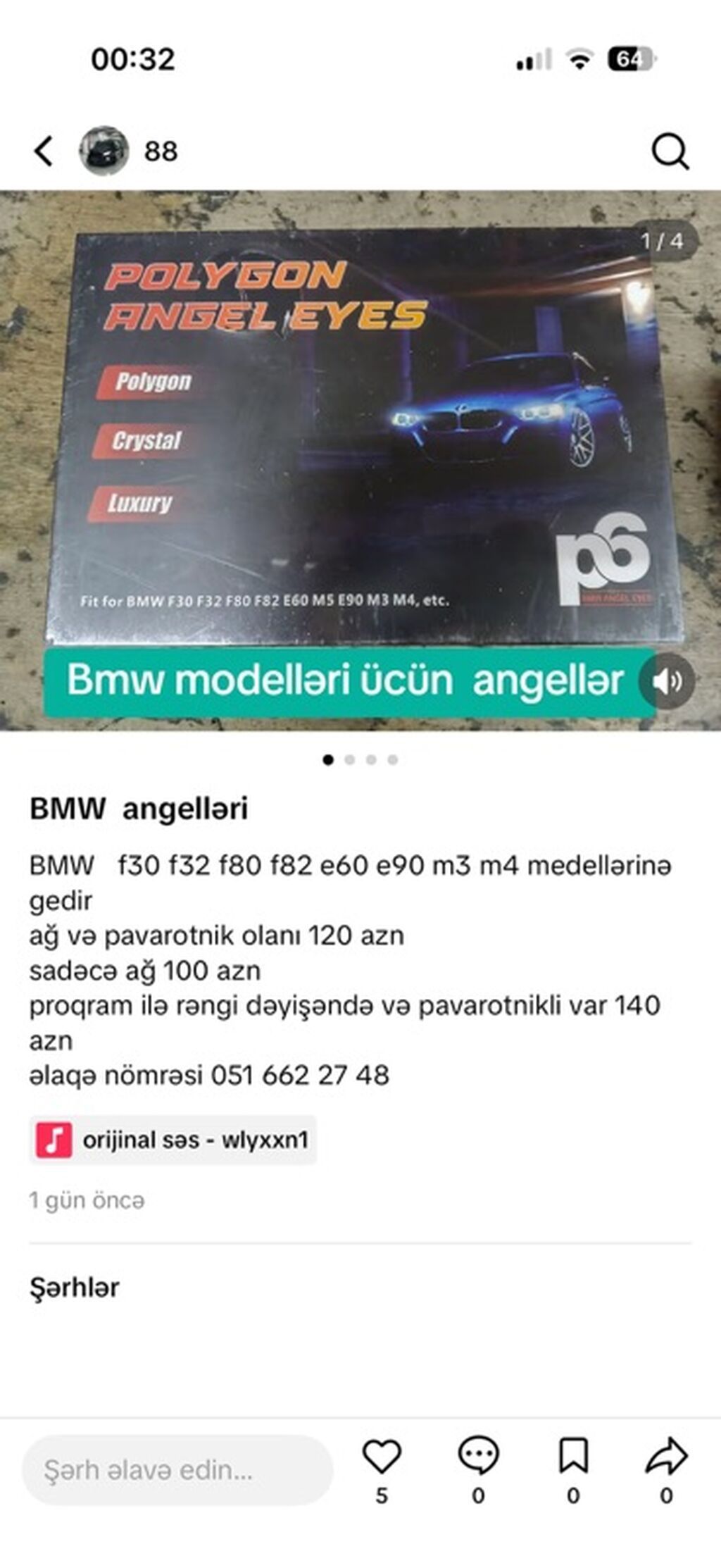 BMW “Angel Eyes” işıq halqaları – Polygon Angel Eyes Uyğunluq: - BMW — Avtomobil işığı, Bakı (2)