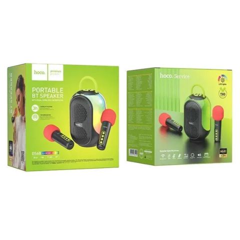 Hoco DS68 Portativ Karaoke Dinamik – 10W, RGB, 2 Simsiz Mikrofon Hoco — Bakı