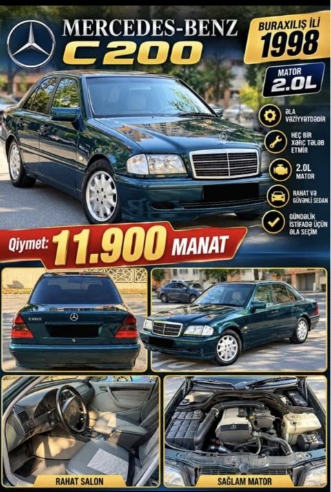 Mercedes-Benz C 200: 2 l 1998 il Sedan — Bakı